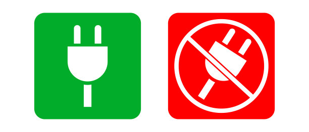 出口的图标集。可充电和禁止充电标志。向量。图片下载