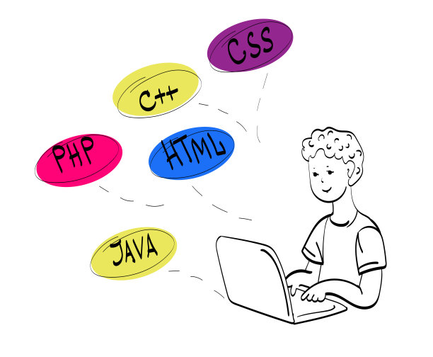 儿童编程教育理念。孩子kode学校。矢量插图。图片下载