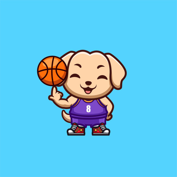 寻回犬篮球可爱创意卡哇伊卡通吉祥物Logo图片下载