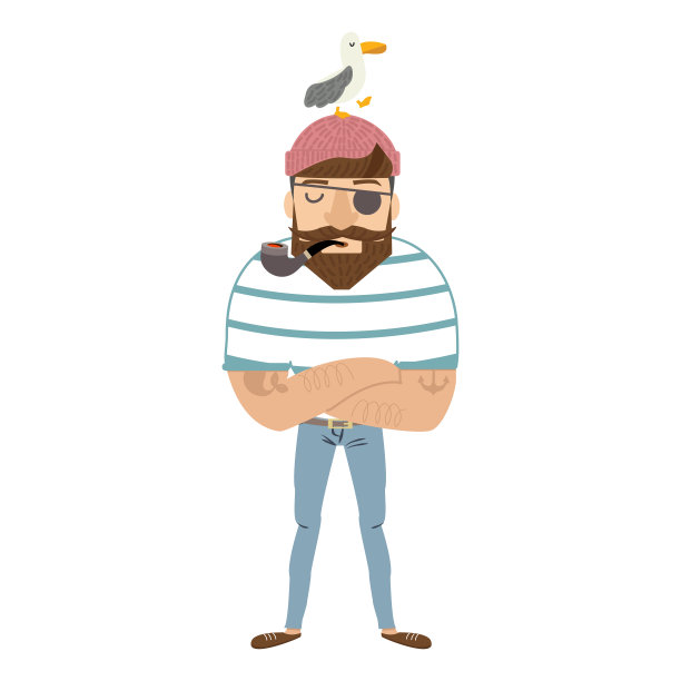 水手抽烟斗矢量图片下载