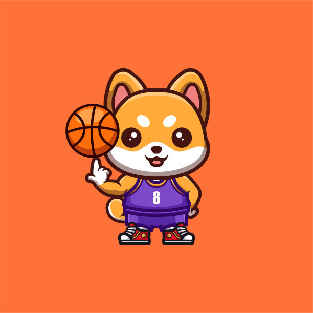柴犬篮球可爱创意卡哇伊卡通吉祥物Logo图片下载