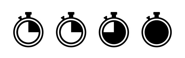 秒表。矢量剪贴画孤立在白色背景。黑色平图标。图片下载