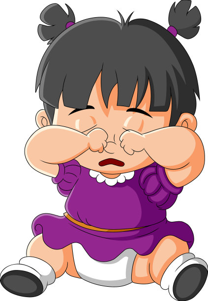 小女婴坐着，哭着给予图片下载