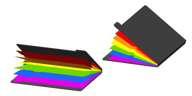 打开了空的彩色文件夹。3 d矢量插图。四边形的投影。图片下载