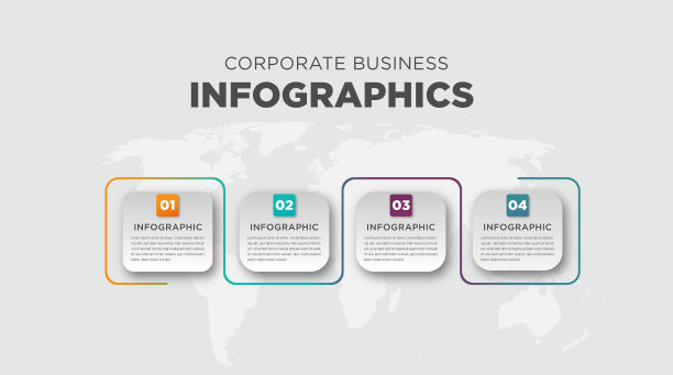信息图的四个步骤模板图像自由向量图片下载
