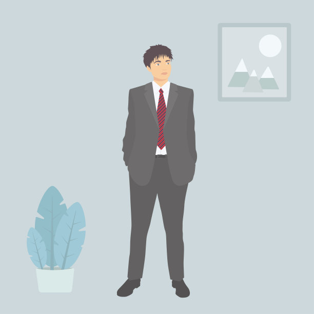 西装革履的年轻人。矢量图图片下载