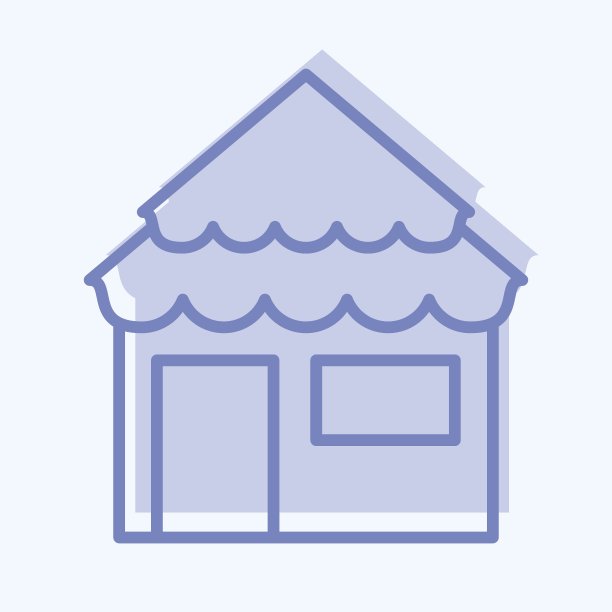 图标平房。适合夏天的象征。两个音调的风格。简单的设计可编辑。设计模板向量。简单的说明图片下载