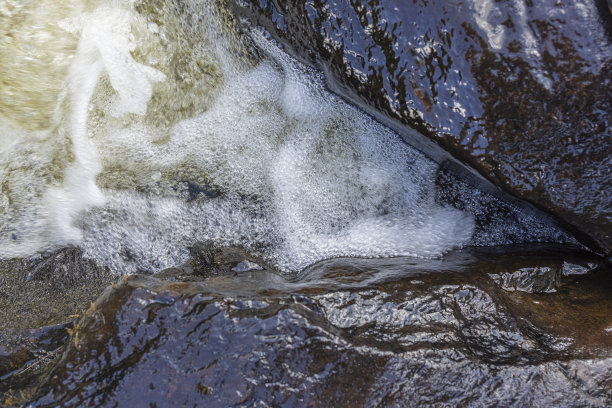 在宾西法尼亚州波科诺斯的托比哈纳瀑布，俯瞰着岩石周围沸腾的水流。图片下载