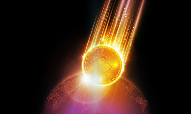 摘要陨石比特币在未来的发光技术背景下，Hitech通信概念创新的背景下，矢量设计图片下载