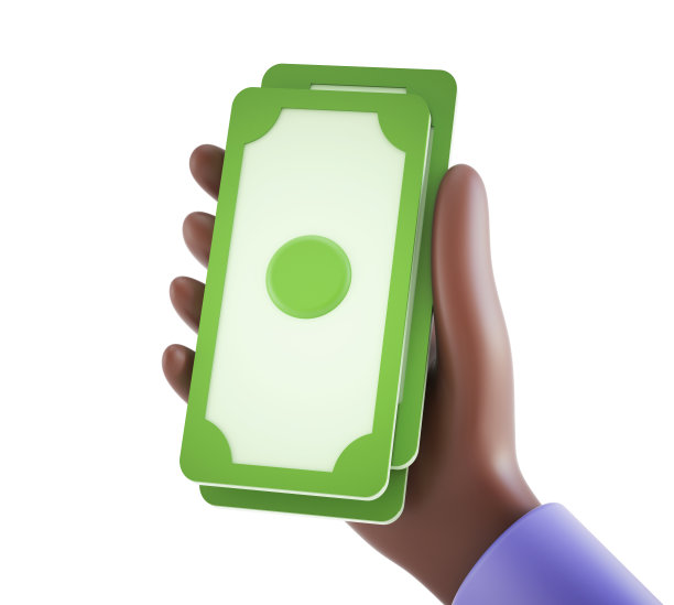 支付或接收现金。卡通手与钱孤立在白色背景图片下载