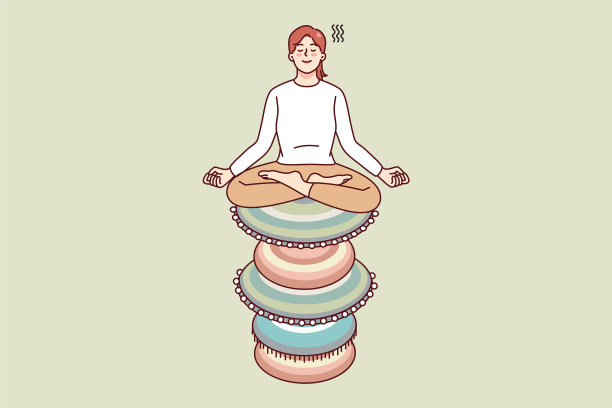 女人坐在岩石上冥想图片下载