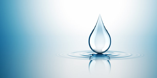 蓝色背景上的水滴波图片下载