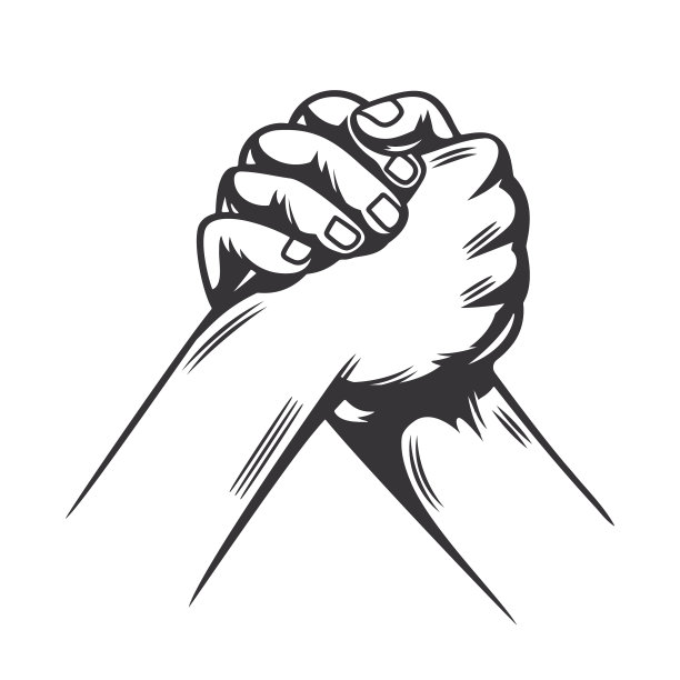 友谊手线剪影手握帮助图片下载