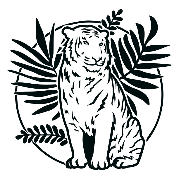 虎坐与植中风高品质图片下载