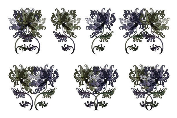 水彩暗紫色幻想花套图片下载