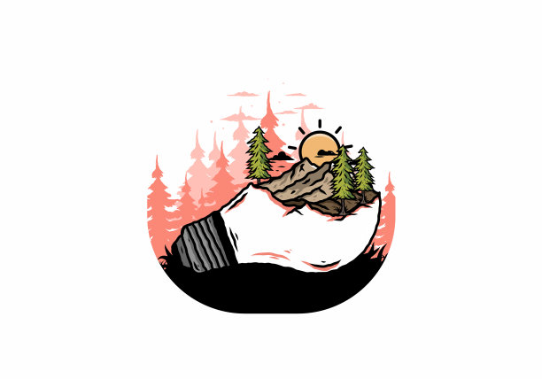 灯泡上的山景图片下载