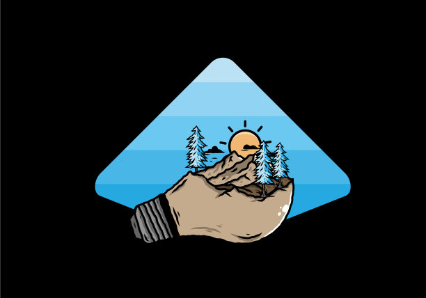 灯泡上的山景图片下载