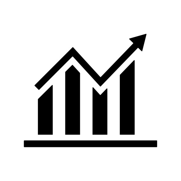 下降图表图标，黑色矢量图形图片下载