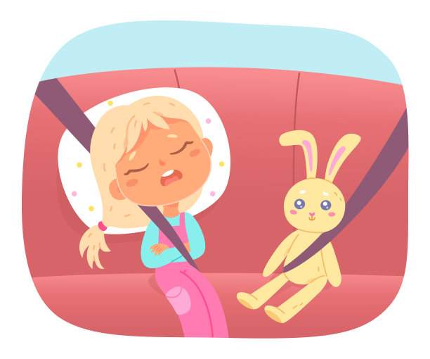 可爱的孩子睡在公路旅行的女孩躺图片下载