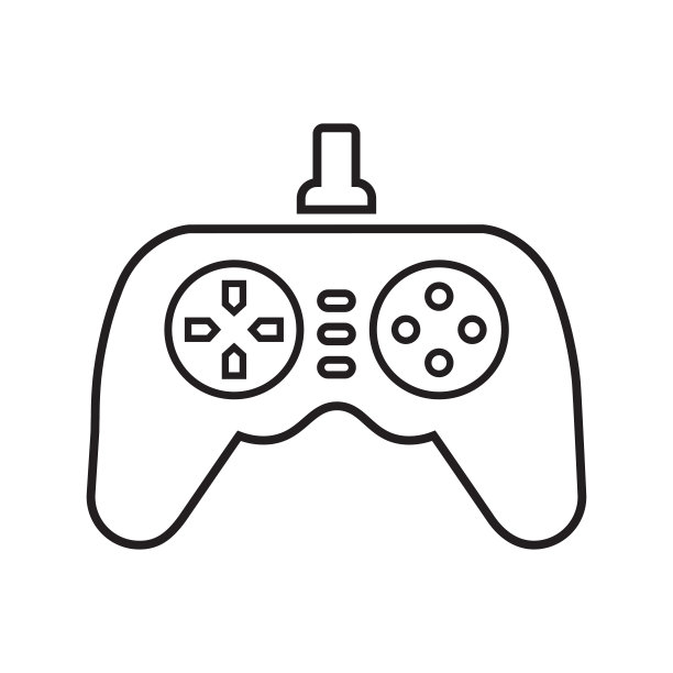 控制器，游戏大纲图标。艺术线条矢量。图片下载