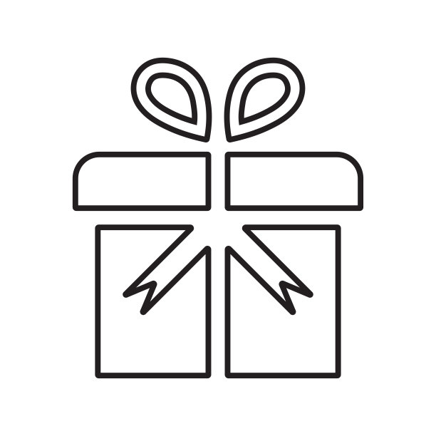 快递，礼物，生日轮廓图标。艺术线条矢量。图片下载