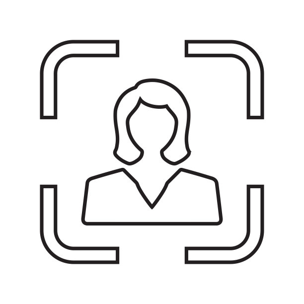 客户，女性，专注轮廓图标。艺术线条矢量。图片下载