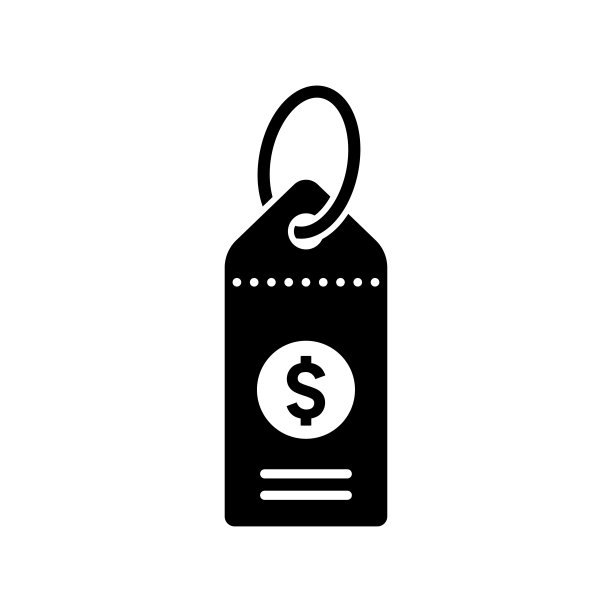 美元货币标签图标黑色矢量图图片下载