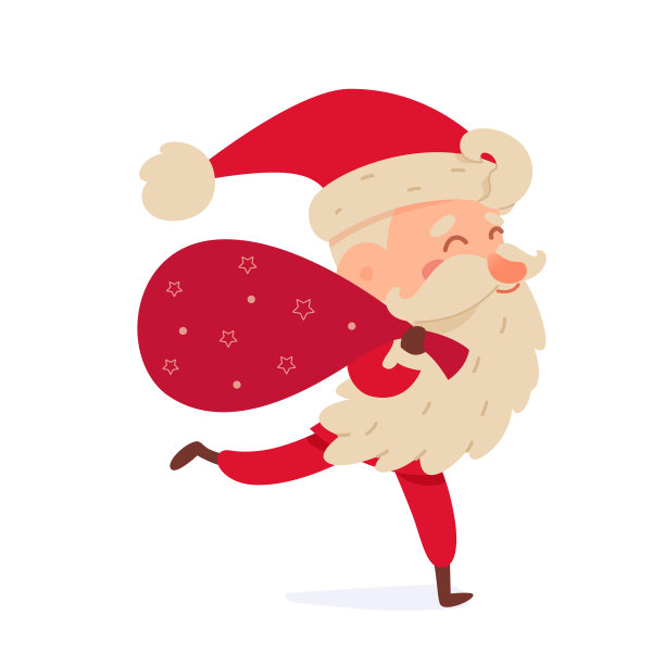 圣诞老人的性格运行的袋子装满了图片下载