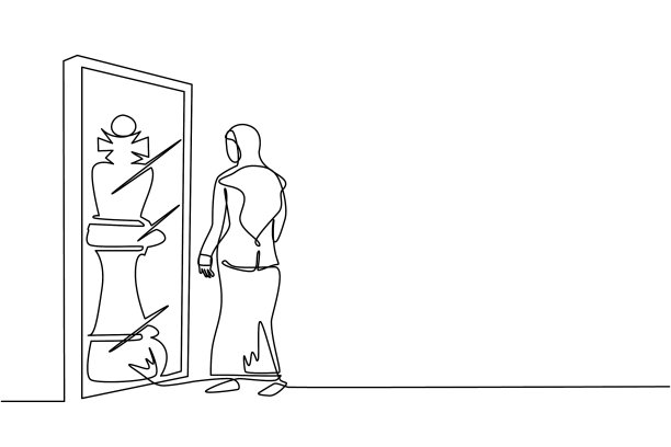 单线画的阿拉伯女商人图片下载