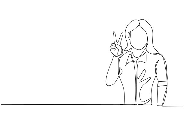 单线连续画微笑的女人是图片下载