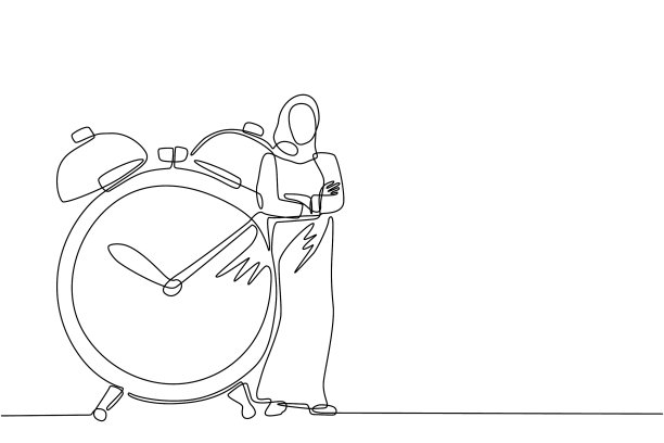 单线画的阿拉伯女商人图片下载