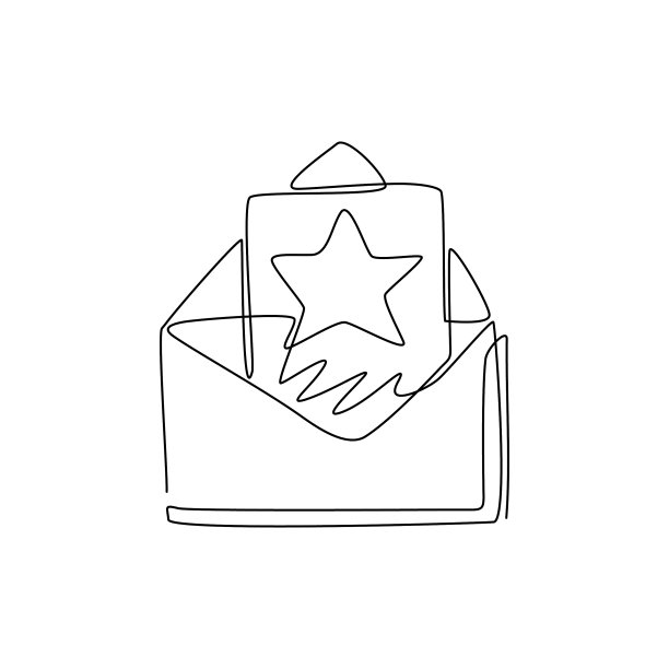 单线画拆开的信封用图片下载