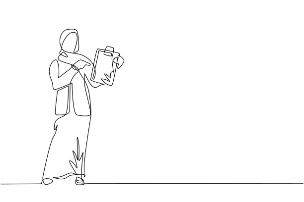 单线连续绘制办公人员图片下载