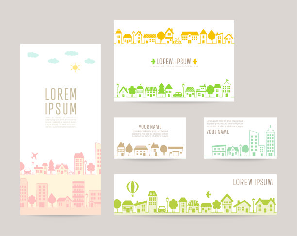 市容插图;向量背景模板的传单封面，卡片，名片，旗帜图片下载