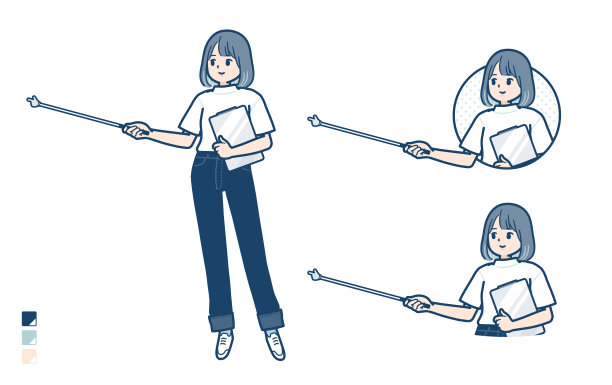 一名身穿印有“解释”的t恤的年轻女子用木棍指着图片图片下载