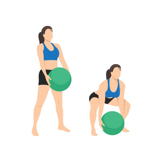 女子做健身球硬举练习图片下载