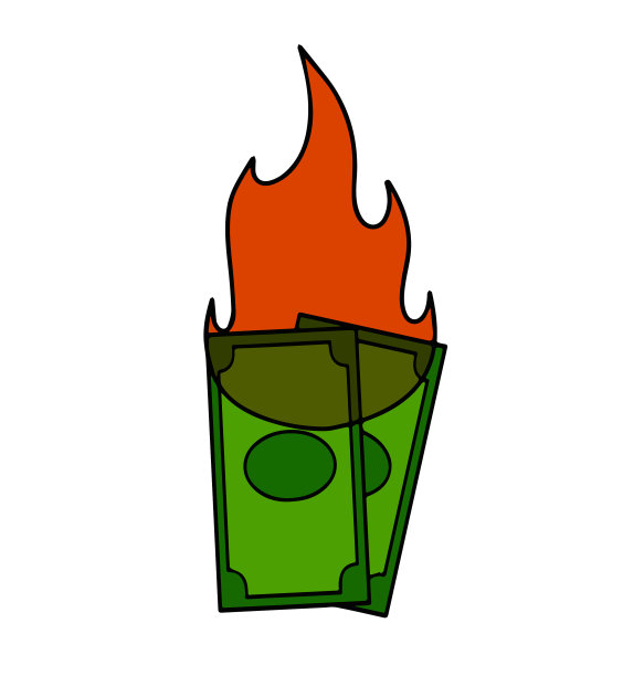 燃烧美元绿色货币图片下载