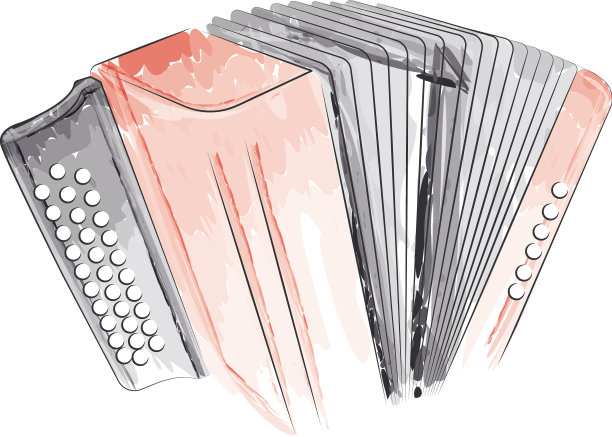 单色手风琴水彩画素描图片下载