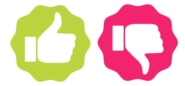 矢量设置图标的不喜欢和喜欢按钮。向量设置带有消极和积极情绪的人手横幅。图片下载