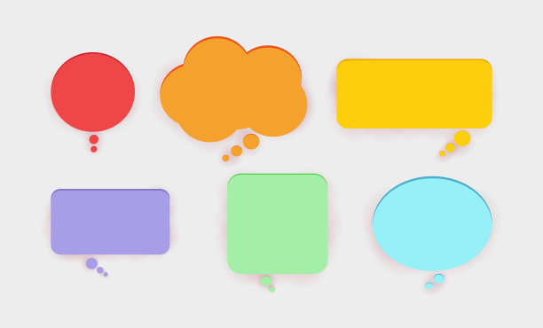 三维渲染多色语音气泡概念模板图片下载
