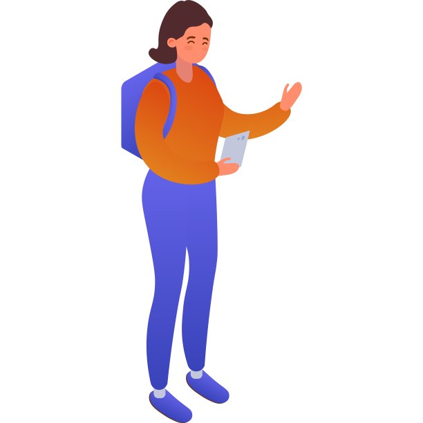 等距年轻女性与手机3d矢量图标图片下载