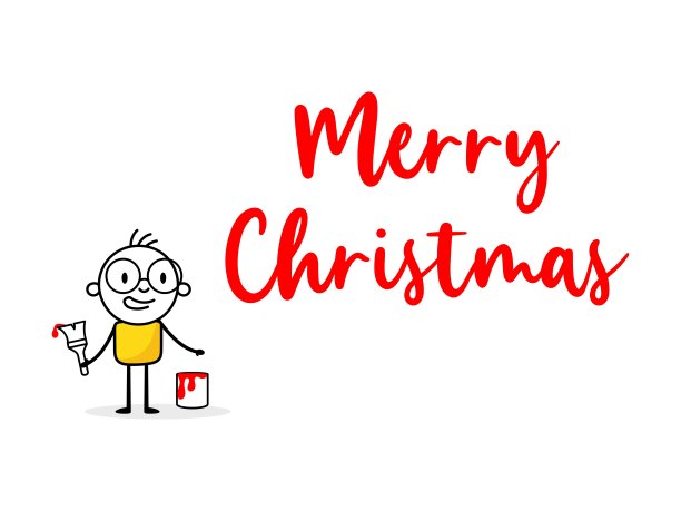 男人绘制红色“圣诞快乐”字样图片下载