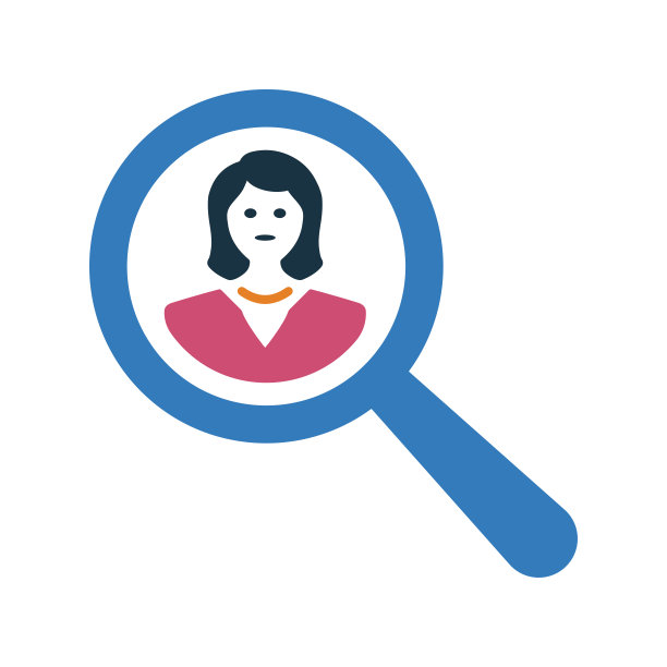 女,搜索图标。简单的可编辑矢量图形。图片下载