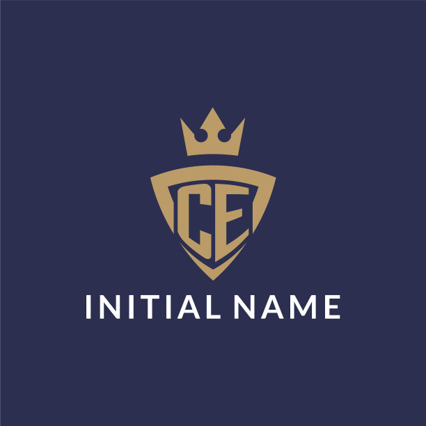 Ce标志与盾和冠字母首字母图片下载