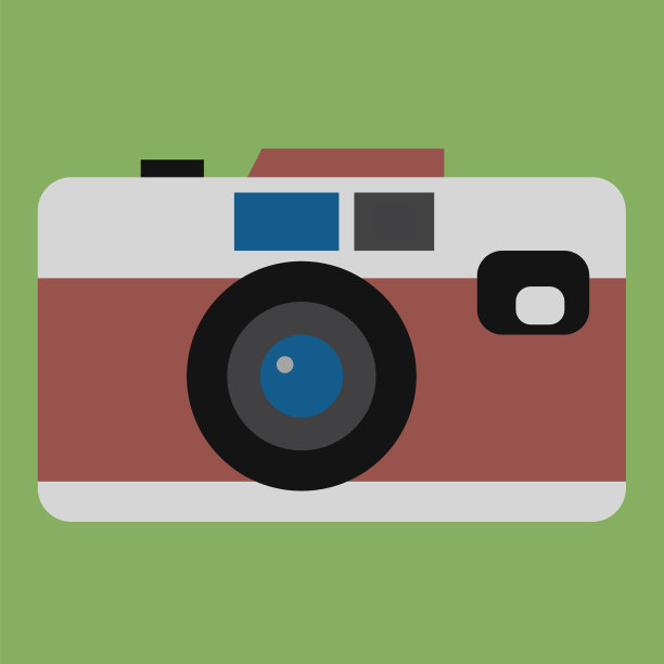 复古模拟胶片相机彩色平面设计图片下载