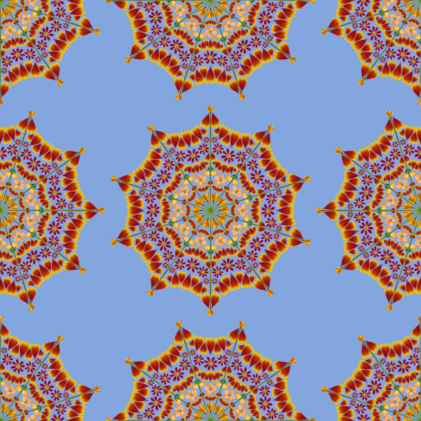 连续复制的无缝模式。用于纺织品、棉织物的花卉背景、照片拼贴。用于墙纸、封面。东方风格的曼荼罗画。阴阳符号图片下载