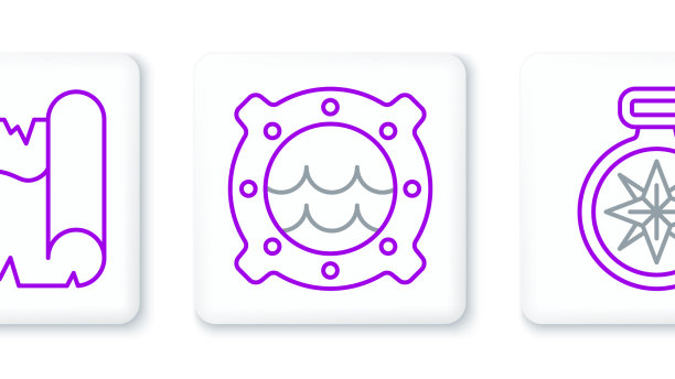 定线罗盘海盗藏宝图和船图片下载