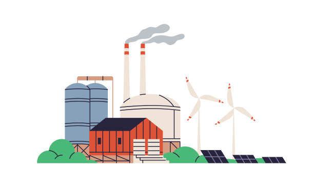 摘要电厂建筑与电力混合图片下载