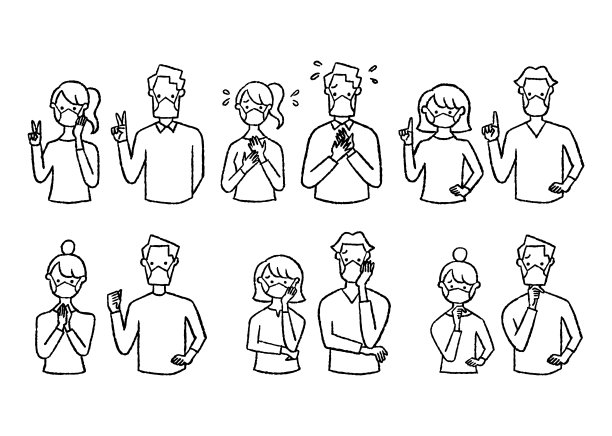 男人和女人在各种poses_mask_set 02图片下载