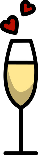 香槟杯与心脏图标图片下载